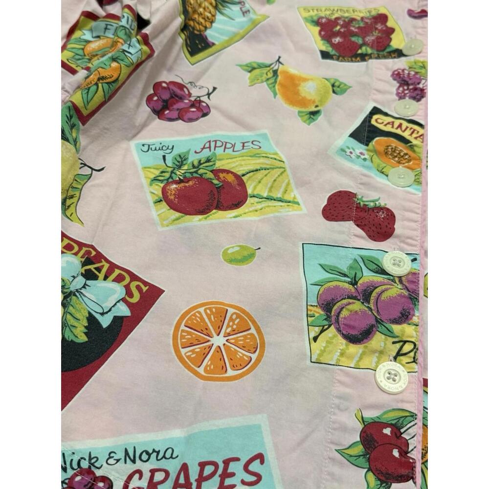 Nick & Nora Women Medium Cotton Pajama Top Shirt Fruit Print Button Up Sleepwear - Picture 2 of 9